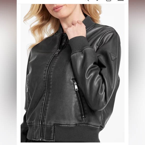 Faux-leather Bomber Jacket - Picture 4 of 5